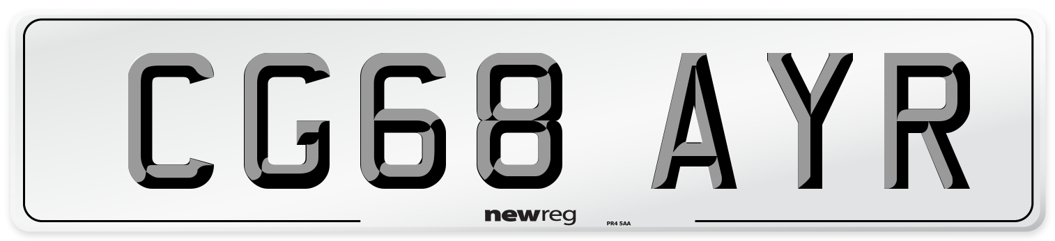 CG68 AYR Number Plate from New Reg